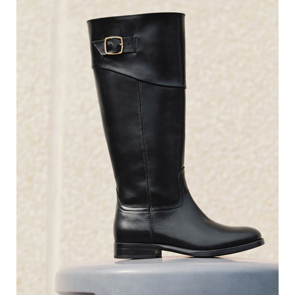 NEW MANGO MNG BLACK LEATHER BUCKLES BUCKLE BOOTS SZ 38 7.5 - Picture 3 of 14